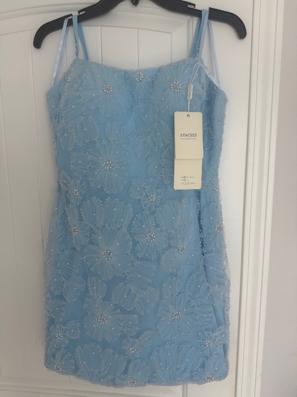 NWT sky blue hoco dress with beaded overlay